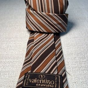 Valentino Brown and Tan Striped Tie